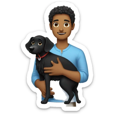 black dog “piccolo levriero italiano” and curly black haired tanned man who’s holding her  sticker