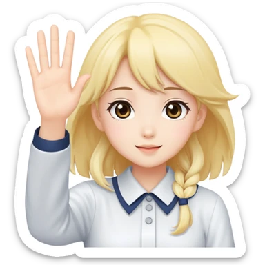 Cute anime girl waving sticker