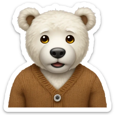 White teddy bear with brown sweater sticker