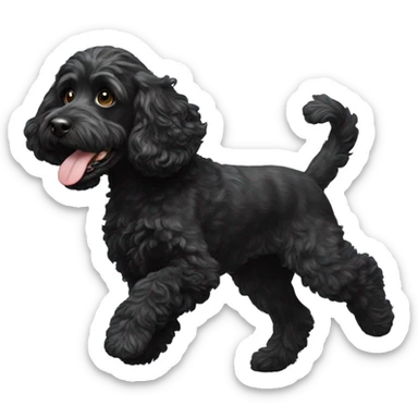 Black cockapoo running sticker