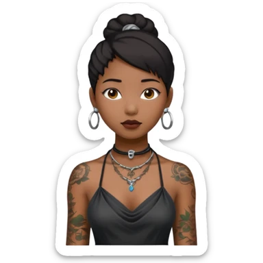 asian black girl with neck tattoo and 2 string dress sticker
