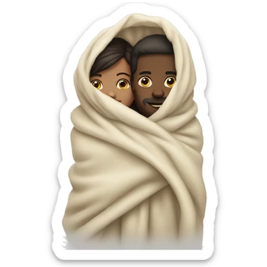 two people wrapped in a blanket sticker