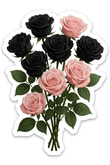 bouquet of black and pink roses , remove background sticker