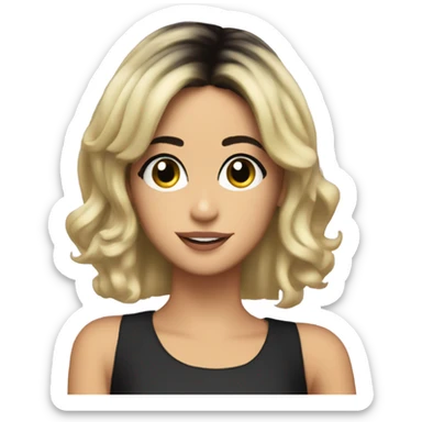 tini stoessel with a black and short hair sticker