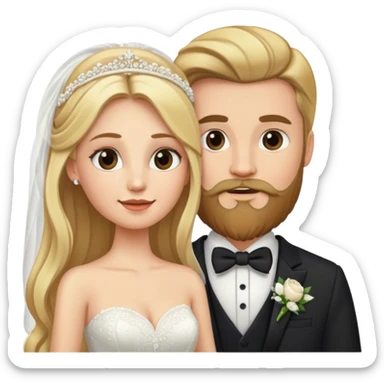 bride long blonde hair groom with beard sticker