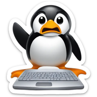 linux penguin enraged at computer sticker