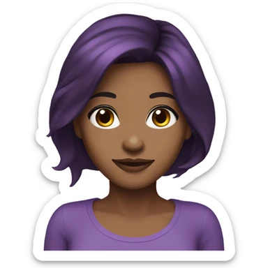 Beautiful woman with dark brown hair. Purple on ends of hair sticker