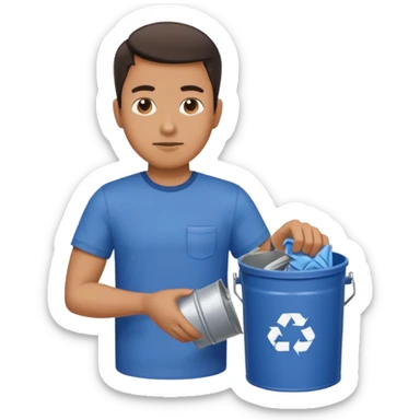 full side body man put the trash in can sticker