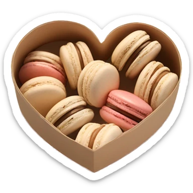 Beige asthetic macarons in a Heart Box sticker