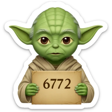 Yoda with the text 67  sticker