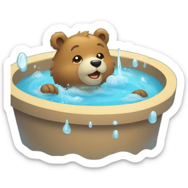Cute bear bathes in water sticker
