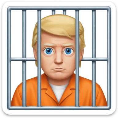Trump blue eyes orange  jumpsuit in prison with bars sticker