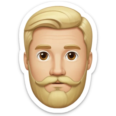 blonde man with blonde hair and blonde mustache, no wrinkles, and a beard. sticker