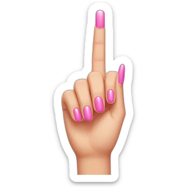 middle finger with pink manicure sticker
