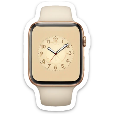 beige apple watch with beige clock face sticker
