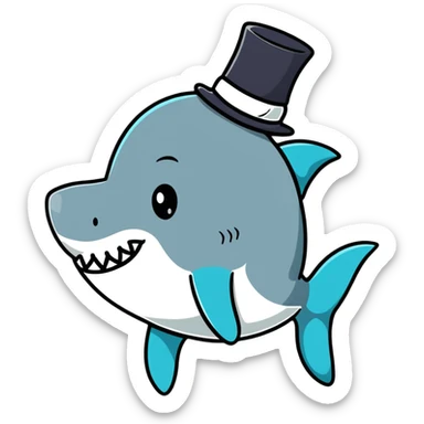 shark wearing a top hat sticker