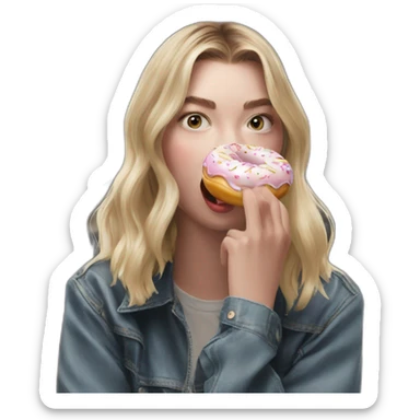 Anya Taylor Joy eating a donut sticker