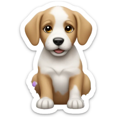 Puppy on a walk with flowers  sticker