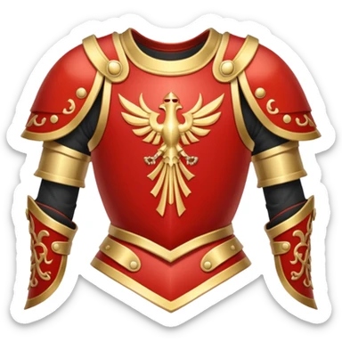 gold-red cuirass + twin blades. negative : characters sticker