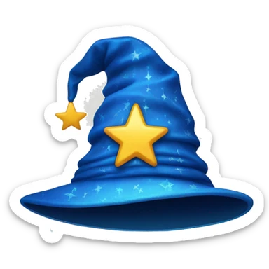 blue wizard hat with star and moon pattern sticker