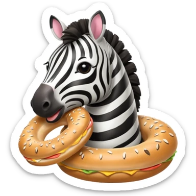 zebra eating bagel sticker