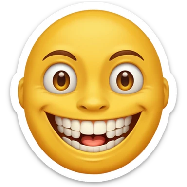 a smiling yellow face with very big teeth like the trivago guy sticker