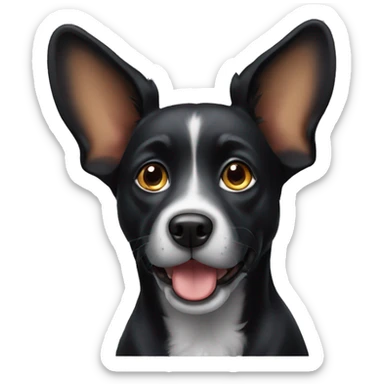 black dog with big pinty ears sticker