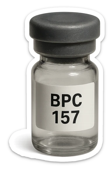BOCCETTA DI FIALA MEDICA CON LA SCRITTA "BPC 157" SULL'ETICHETTA, iperrealistiche 4k sticker