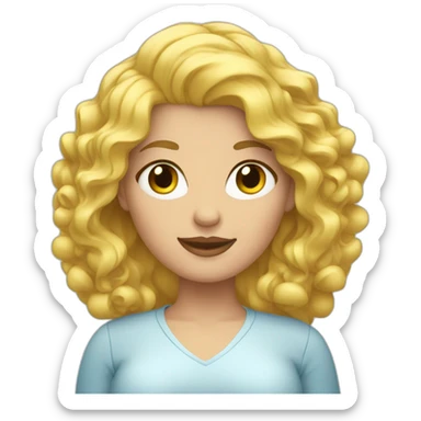 computer woman overweight blonde hair curl sticker