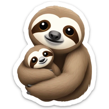 Sloth holding a baby sticker