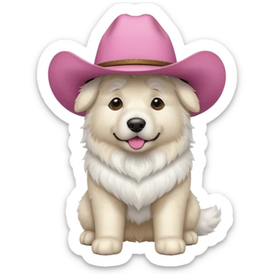 Great pyrenese with pink cowboy hatnese sticker