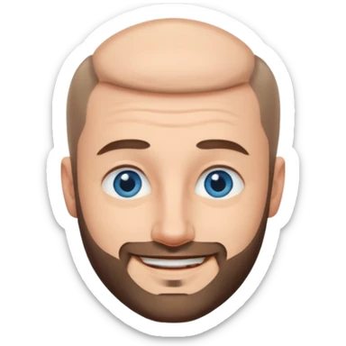 homme yeux bleus presque chauve et une barbe courte moins de chevaux et sourir sticker