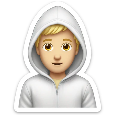 Cute white boy wearing hoodie sticker