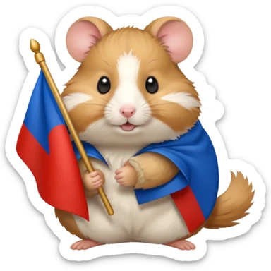 a hamster holding a Russian flag emoji sticker