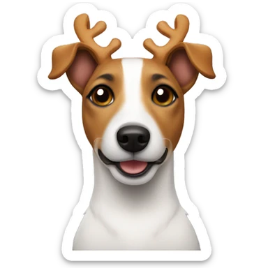 Jack Russell Terrier in a reindeer costume sticker