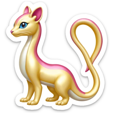Shiny Pearl-Gold Sunset-Tinted Luxurious Elegant Smooth Milotic-Liepard-hybrid-Fakémon-creature (full body) sticker
