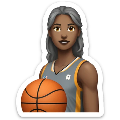 Grey wolf and female basketball grey uniform player number 0 sticker