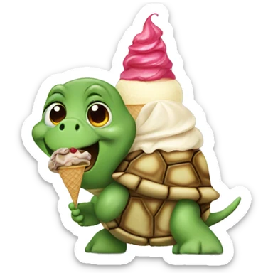 Turtle eating ice cream sticker