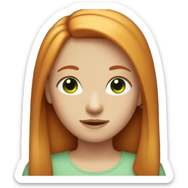 Girl with straight ginger hair and green eyes sticker