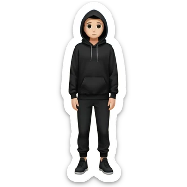 fullbody Mysterious sky man in black hoodie, hands in pockets and black pants sticker