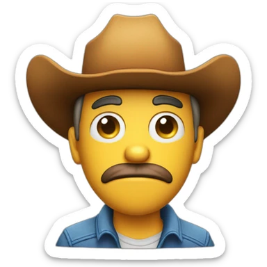3d sphere with a cartoon cowboy skin texture with big thoughtful eyes sticker