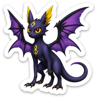  Spooky Gothic Salandit-Umbreon-Litten-Noibat-Fakémon-hybrid-creature (full body)  sticker