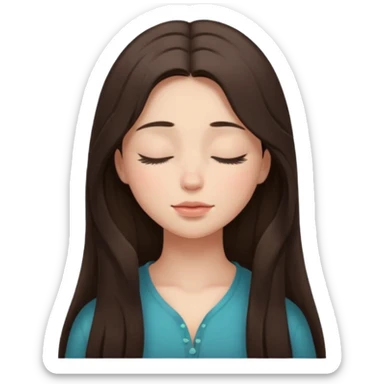 closed eyes long hair brunette girl sticker