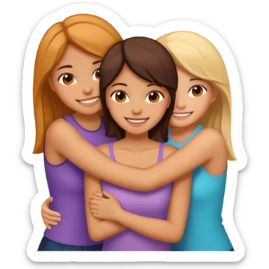 three girls aggressively hugging  sticker