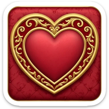 heart with a velvet texture and gold trim sticker