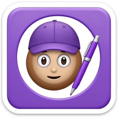 A plastic brown ball cap and the long rectangle purple. (With a pen) And looks like a BFDI style sticker