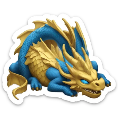 blue and gold dragon sleeping  sticker