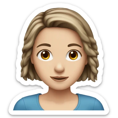 White girl with shoulder length brown hair and blue eyes  sticker