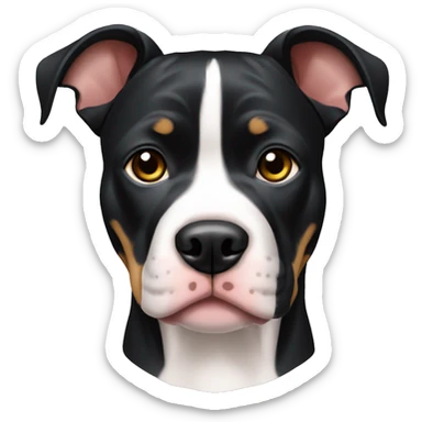 black tri color pitbull with cropped ears sticker
