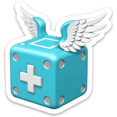 Number cyan 67 Lucky Block with white wings  sticker